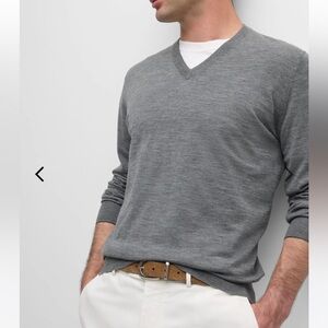 Brunello Cucinelli Wool Cashmere Blend Ultra Fine Soft V-Neck Sweater 50, US-M